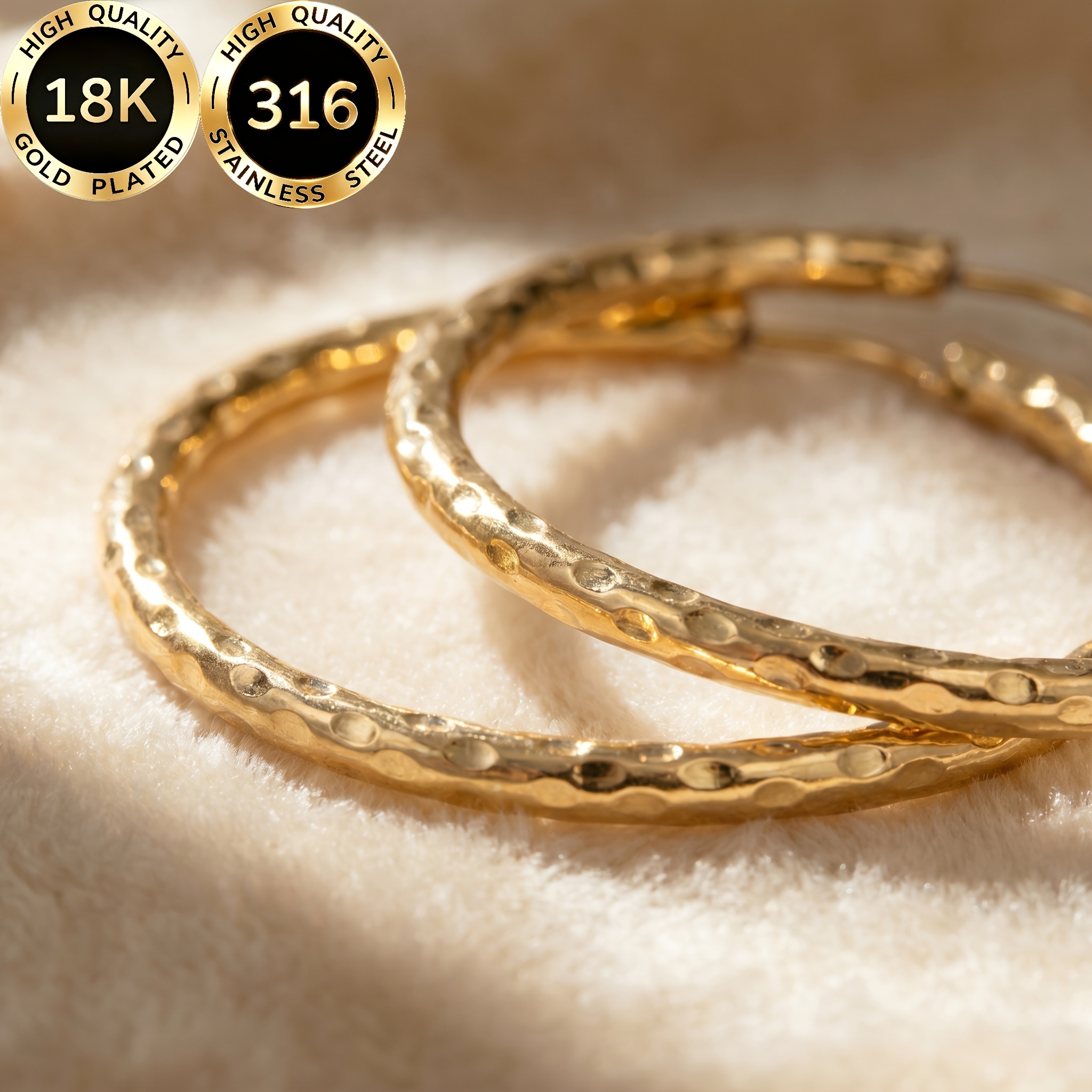 Women's 18K Gold-Plated Minimalist Curved Hoop Earrings